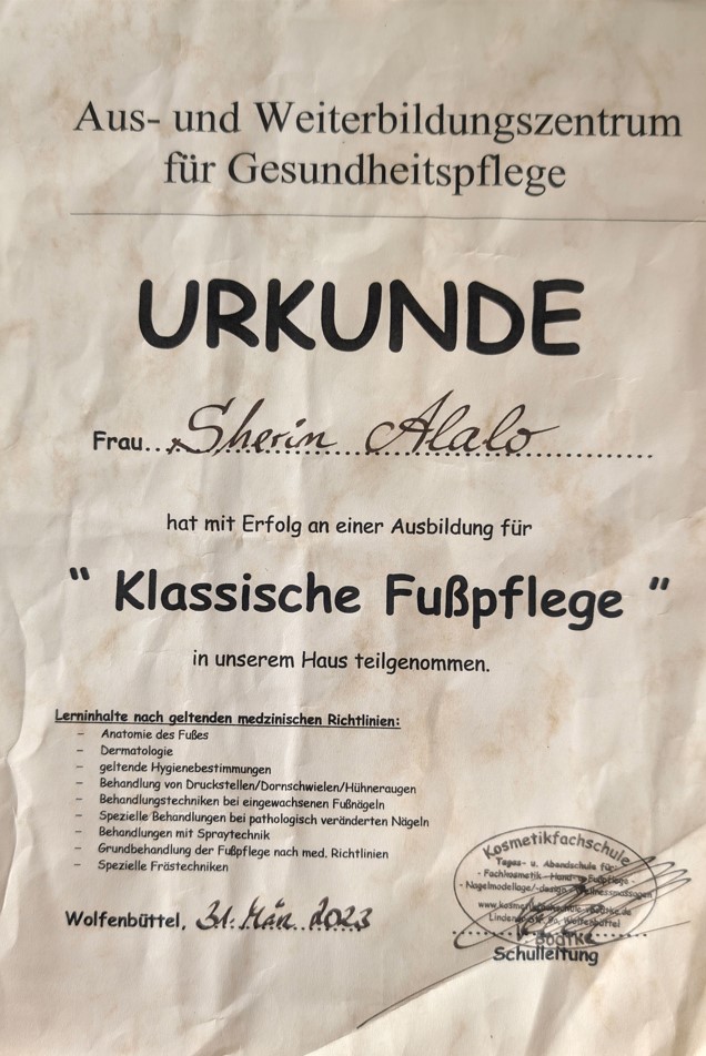 Zertifikat Sherin 8
